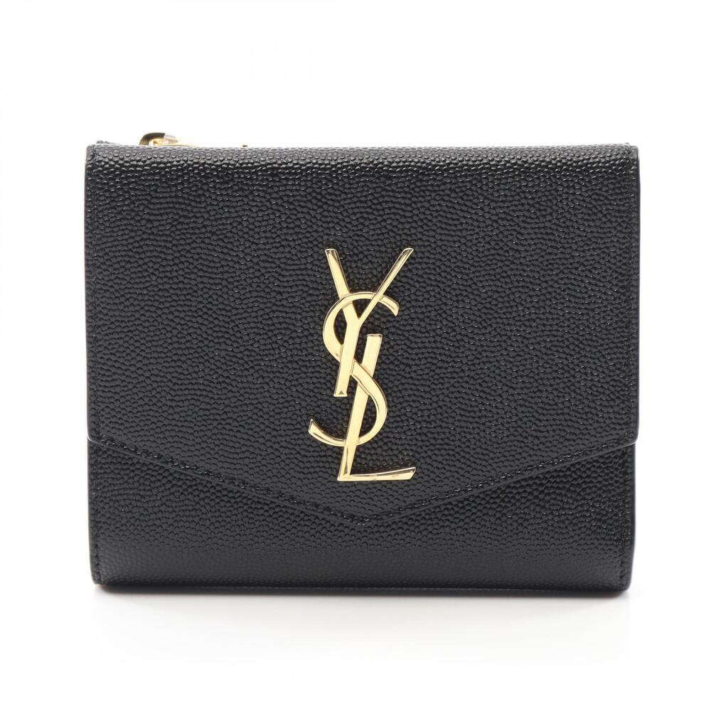 Saint Laurent Uptown Bifold Wallet Leather Tote Bag Black